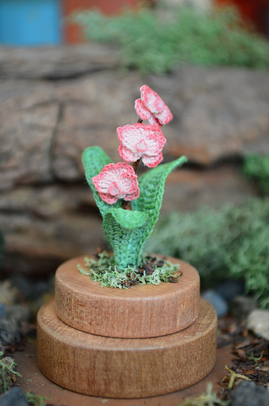 Hancrocheted Tiny Pink Orchid Flower  - By Tiny Bells of the Prairie