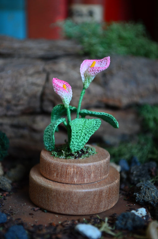 Hancrocheted Tiny Pink Calla Lily Flower  - By Tiny Bells of the Prairie