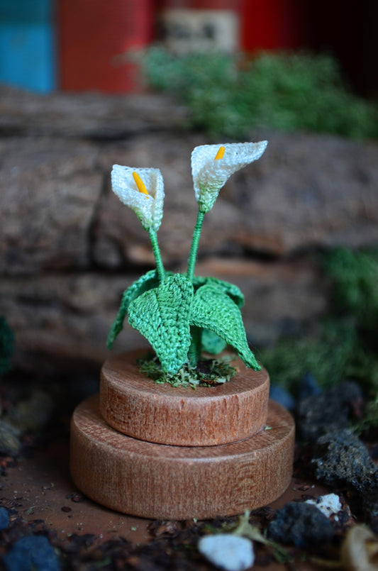 Hancrocheted Tiny White Calla Lily Flower  - By Tiny Bells of the Prairie