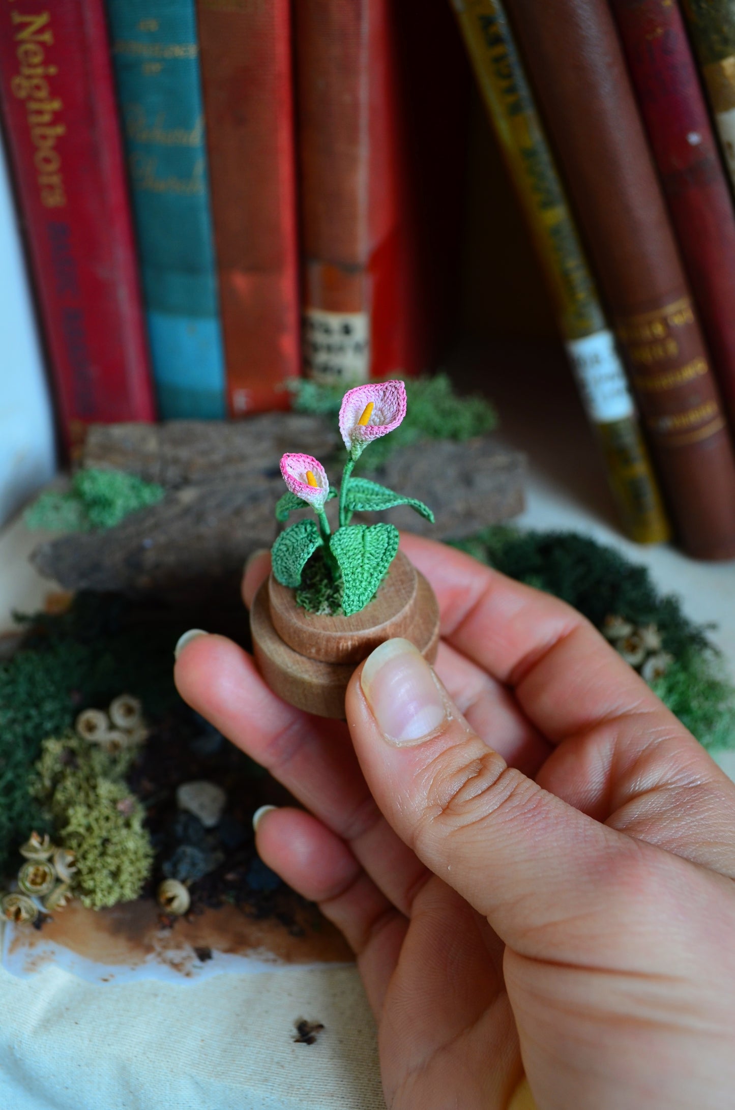 Hancrocheted Tiny Pink Calla Lily Flower  - By Tiny Bells of the Prairie