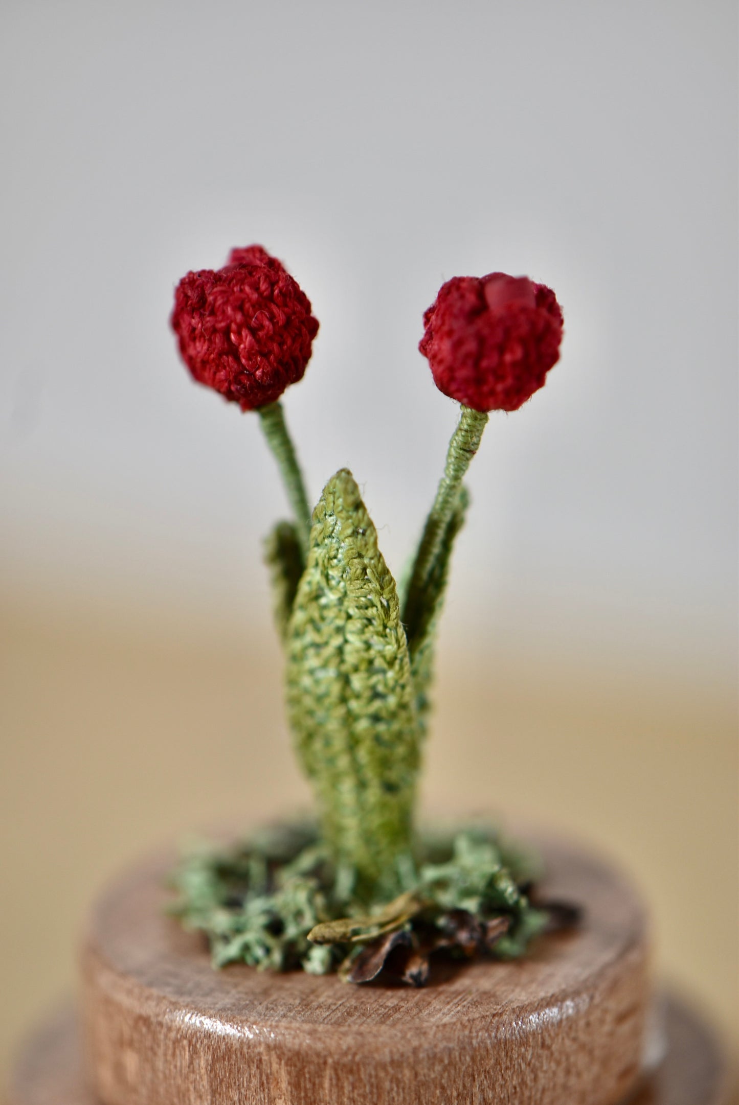 Hancrocheted Tiny Red Tulip Flower  - By Tiny Bells of the Prairie