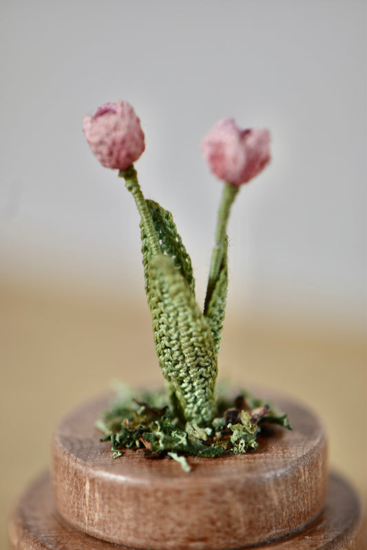 Hancrocheted Tiny Pink Tulip Flower  - By Tiny Bells of the Prairie