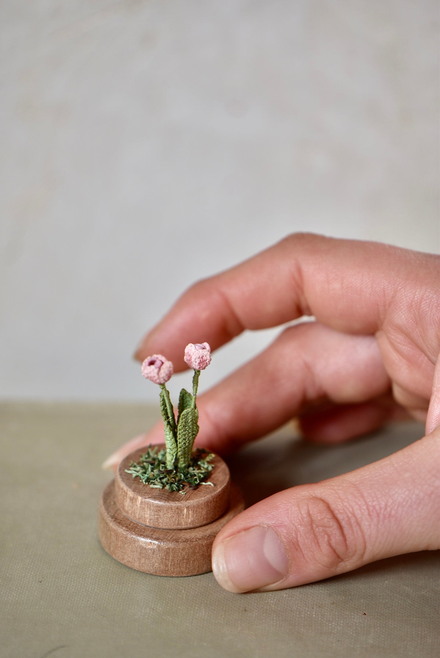 Hancrocheted Tiny Pink Tulip Flower  - By Tiny Bells of the Prairie