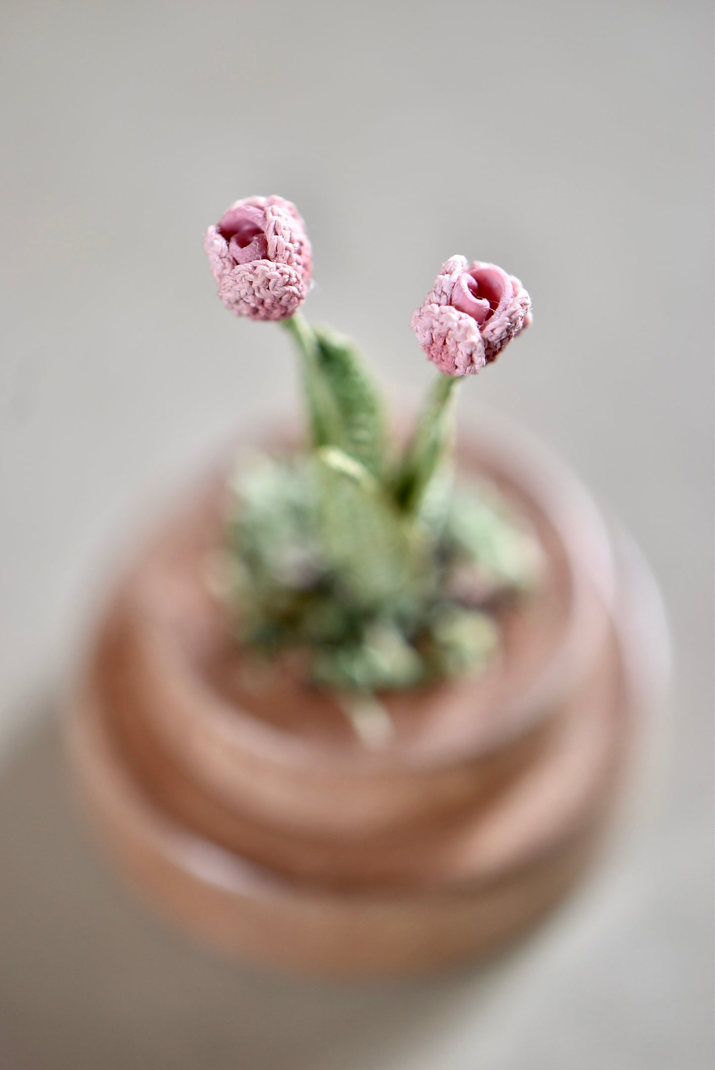 Hancrocheted Tiny Pink Tulip Flower  - By Tiny Bells of the Prairie