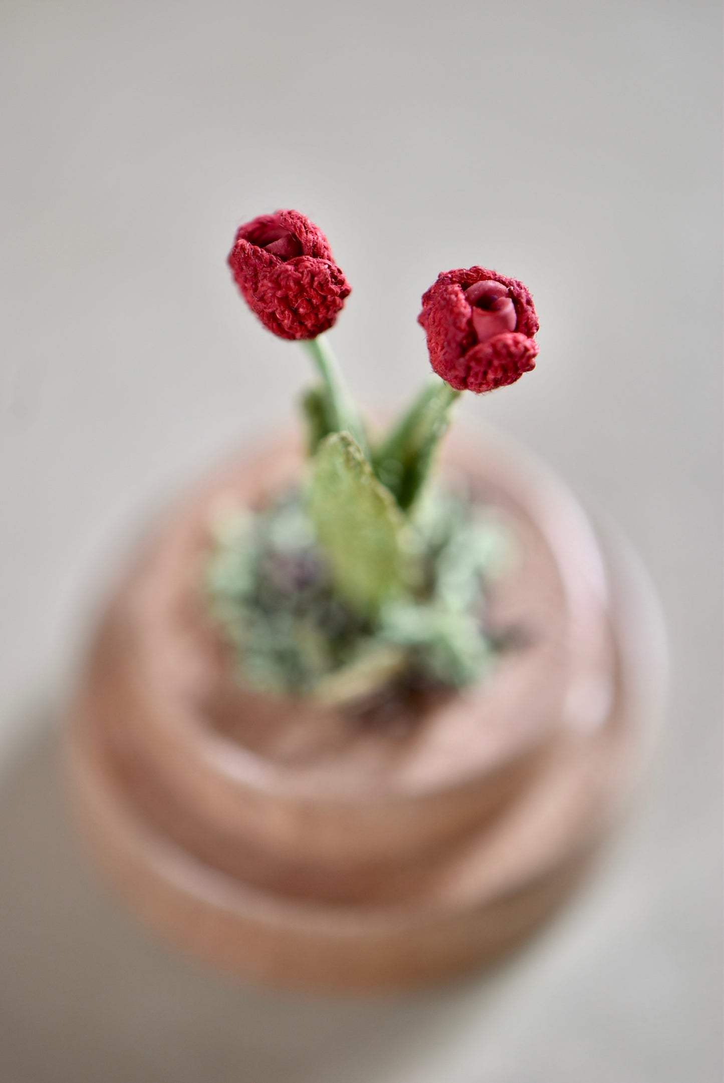 Hancrocheted Tiny Red Tulip Flower  - By Tiny Bells of the Prairie