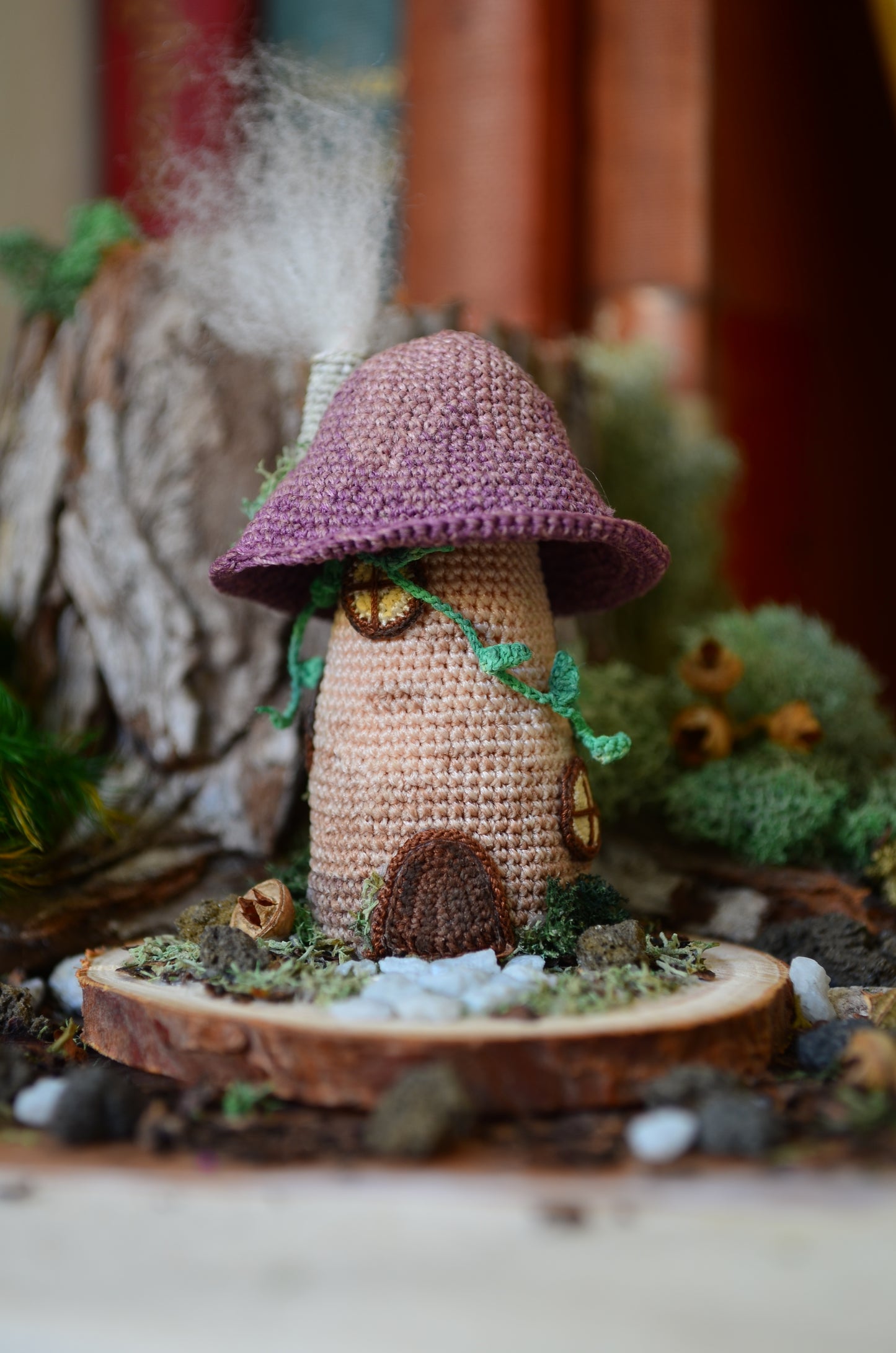 Crocheted Tiny Mushroom House - OOAK - By Tiny Bells of the Prairie