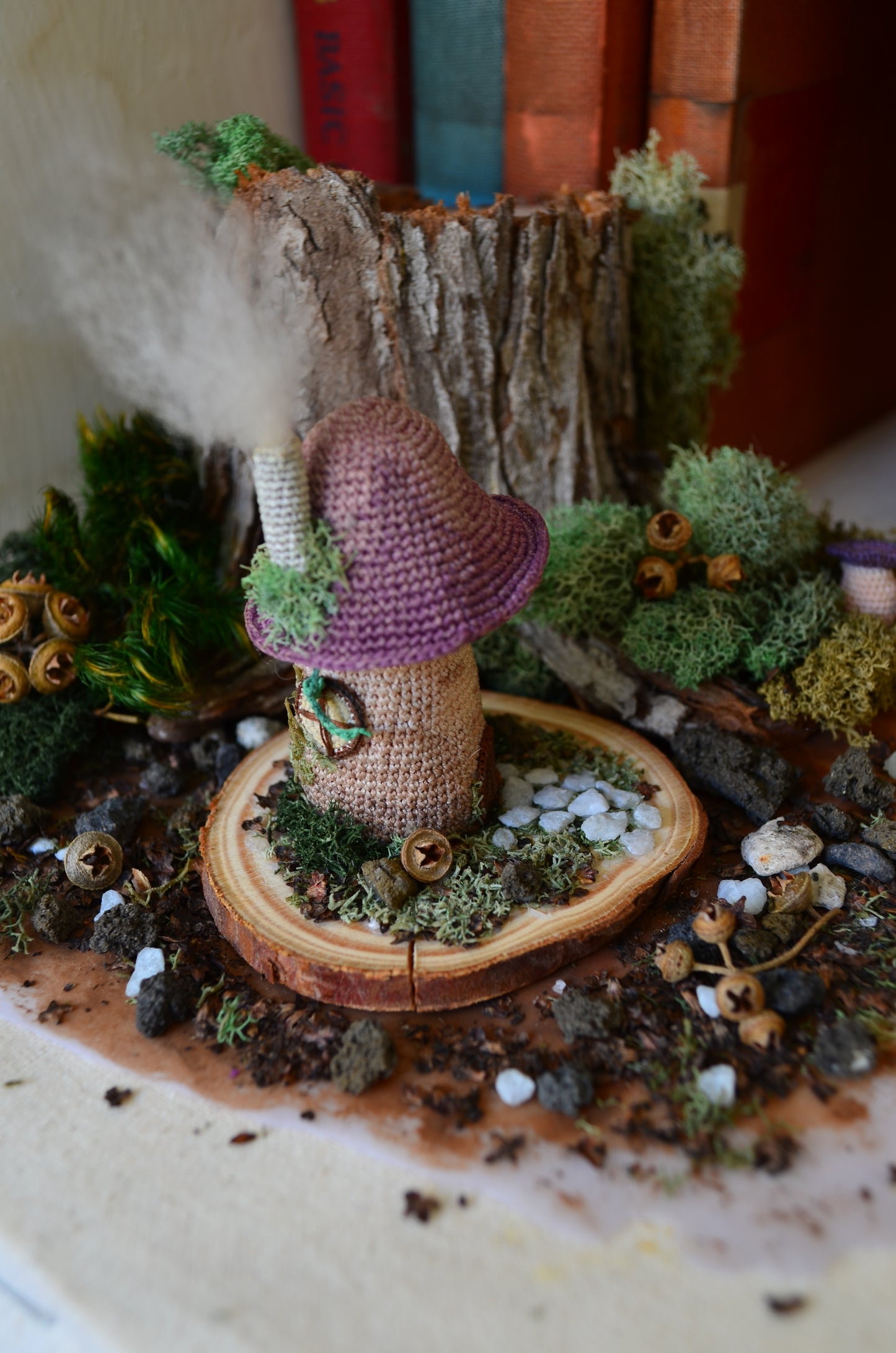 Crocheted Tiny Mushroom House - OOAK - By Tiny Bells of the Prairie