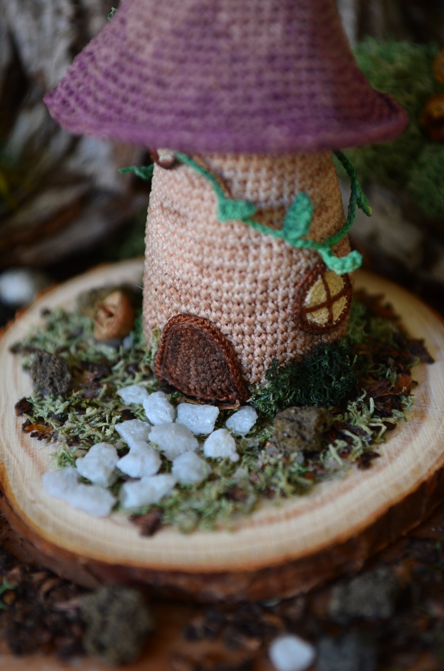 Crocheted Tiny Mushroom House - OOAK - By Tiny Bells of the Prairie