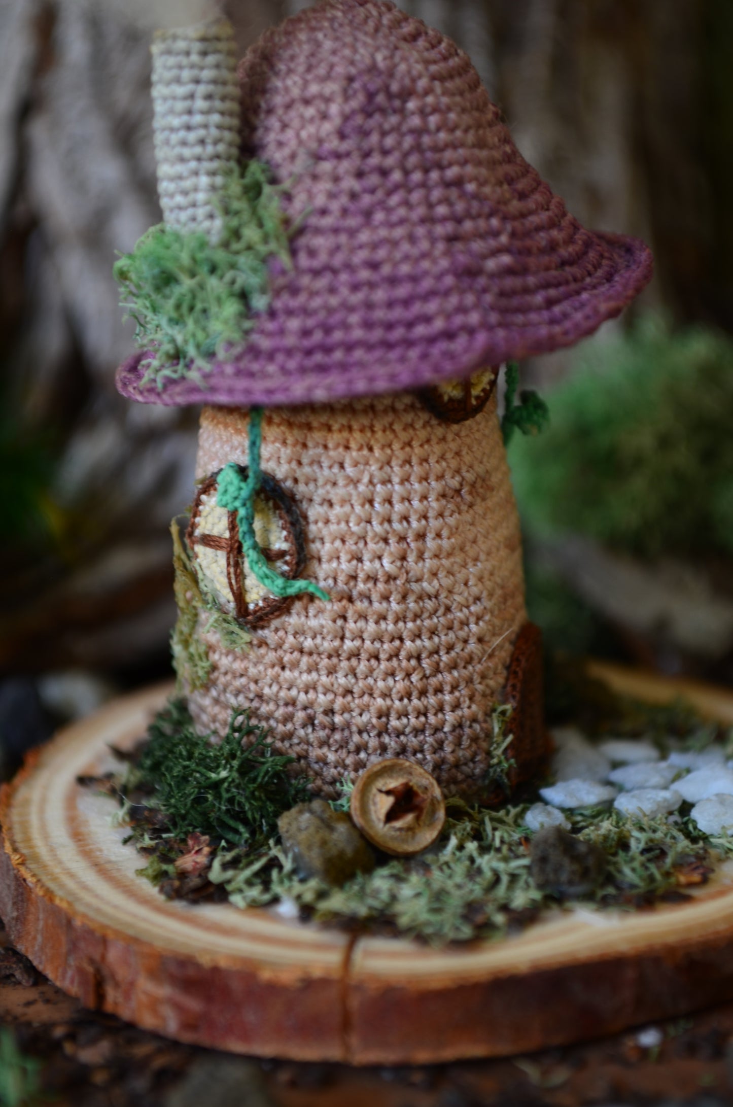 Crocheted Tiny Mushroom House - OOAK - By Tiny Bells of the Prairie