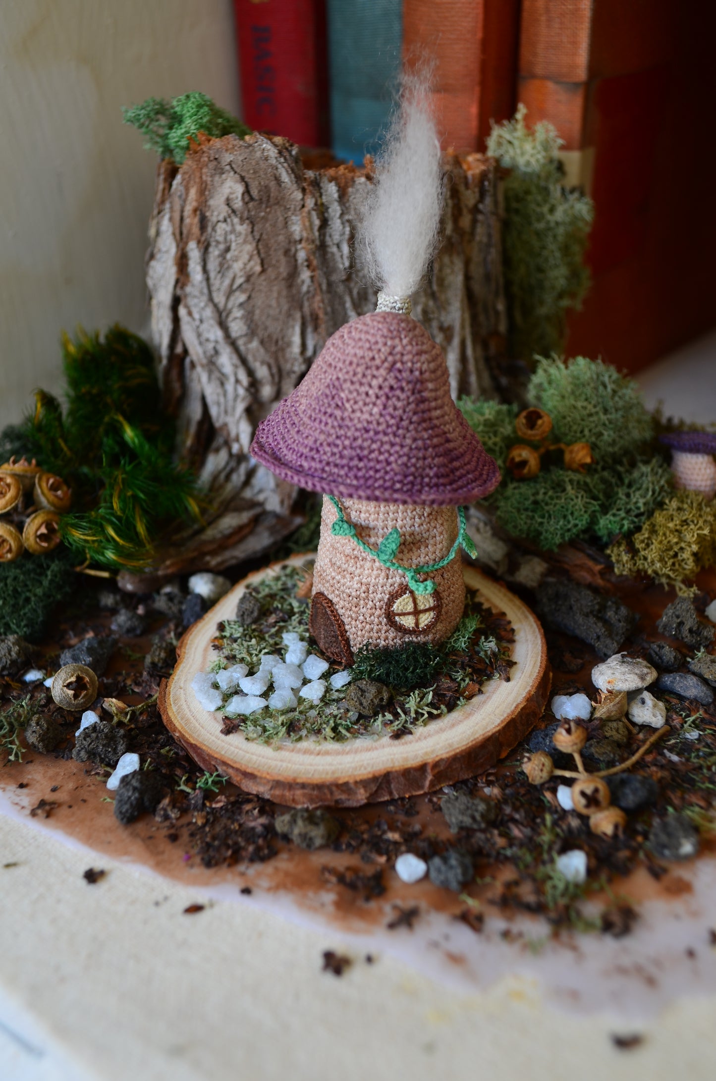 Crocheted Tiny Mushroom House - OOAK - By Tiny Bells of the Prairie